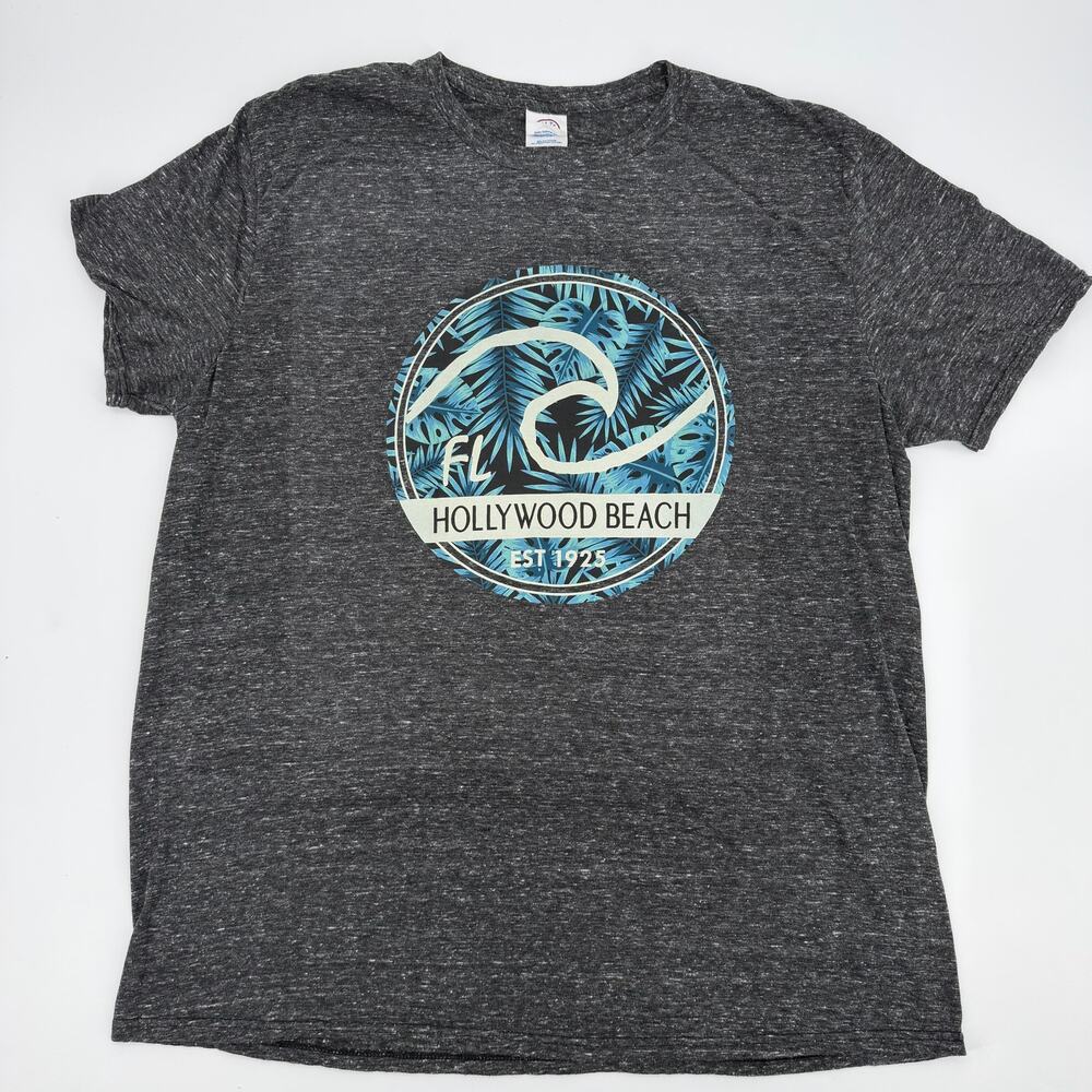 Hollywood Beach Florida Delta Pro Weight Graphic T-Shirt Men's XL Gray Tropical